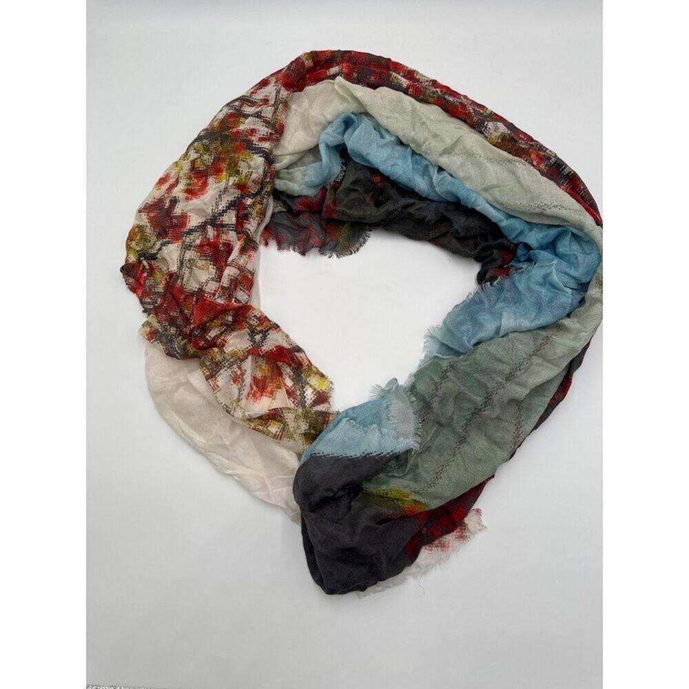 Scarf Unknown Source Lightweight Colorful Fringe Trim